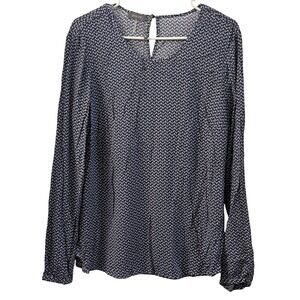 BASLER Women Blue Long Sleeve Blouse Top Size M Office Business Casual